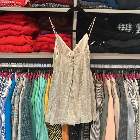 Urban Outfitters gold adjustable straps midi dress back zipper closure top XS - Picture 3 of 3